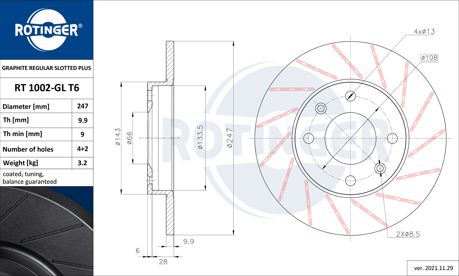 ROTINGER Féktárcsa, mind RT1002-GLT6_ROT